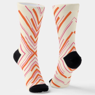 Chaussette Flèches en rose, orange et crème