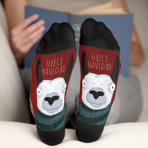 Chaussette « Fleece Navidad » Lama Rayures Festives sur Fond