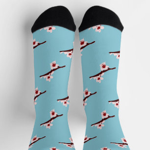 Chaussette Fleur de cerisier, Sakura, motif floral rose