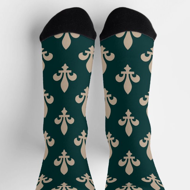 Chaussette Fleur de Lis Motif, Royal French Creative on Green (Haut)