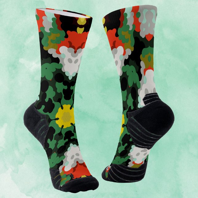 Chaussette Fleur de Mandala vert orange et jaune (Créateur téléchargé)