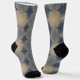 Chaussette FLEUR DE VIE - motif de sable bleu