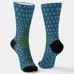 Chaussette FLEUR DE VIE - motif de timbre vintage XI Chausset