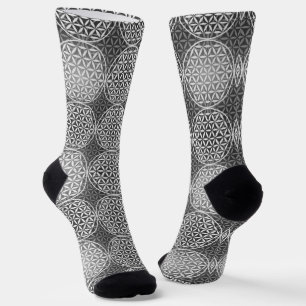 Chaussette FLEUR DE VIE - motif mélange gris