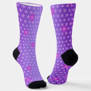 Chaussette FLEUR DE VIE - motif rose magenta