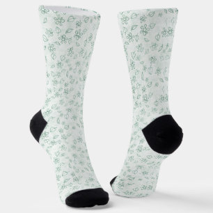 Chaussette Fleur et motif feuille