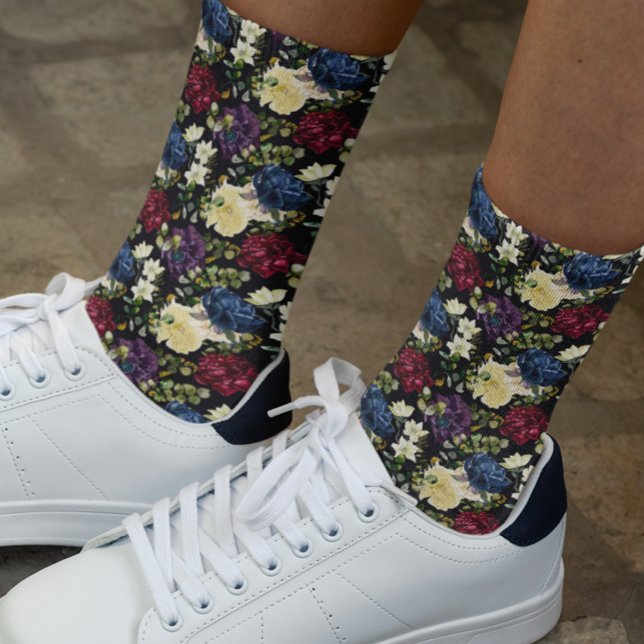 Chaussette Fleur Motif Aquarelle Rose Hiver (Créateur téléchargé)