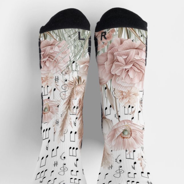 Chaussette Fleur sauvage rose vintage (Haut)