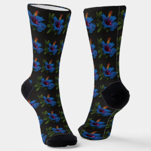 Chaussette "Fleur Serene : La beauté des fleurs d'Hibiscus bl