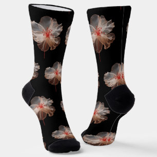 Chaussette Fleur translucide élégante sur le noir