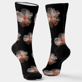 Chaussette Fleur translucide élégante sur le noir