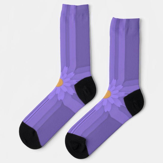Chaussette Fleur Violette Simple sur Croix Moderne (Gauche)