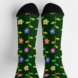 Chaussette Fleurs colorées, Motif Floral, Verdure, Boho