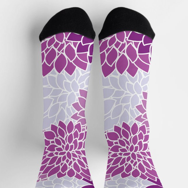 Chaussette Fleurs Dahlia, Motif De Fleurs, Dahlia Violet (Haut)