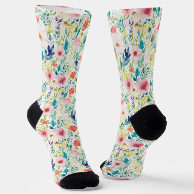 Chaussette Fleurs d'aquarelle : Jardin de rêve (Angulaire)
