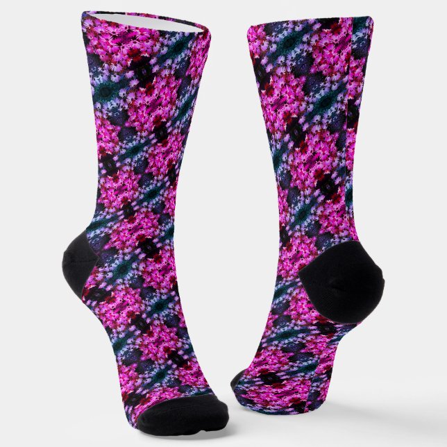 Chaussette Fleurs de marguerite rose africaine Art Abstrait (Angulaire)