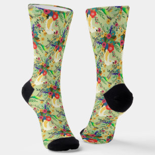 Chaussette Fleurs de perroquets tropicaux de la Jungle d'été