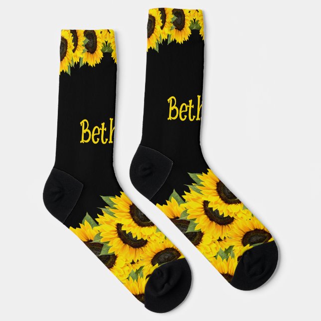 Chaussette Fleurs de soleil personnalisées (Droite)