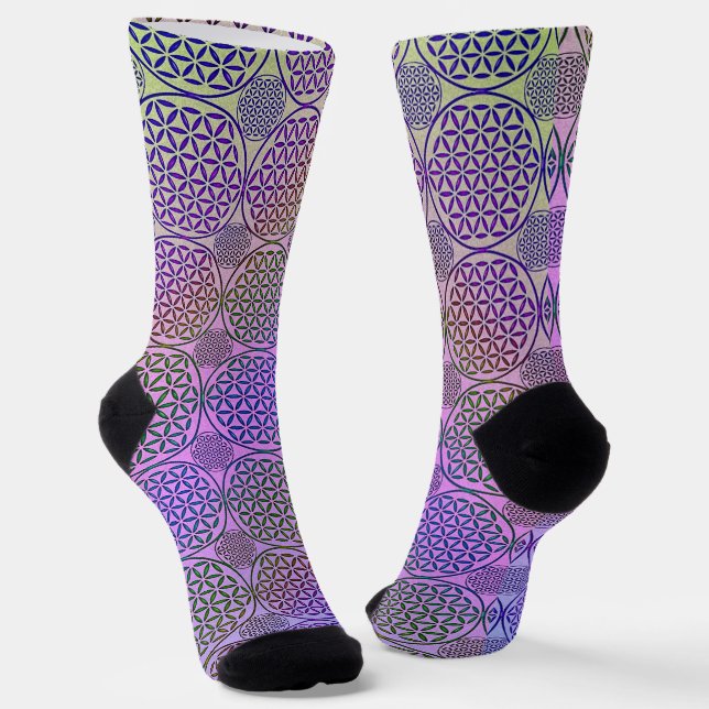 Chaussette FLEURS DE VIE - motif de grunge 3 (Angulaire)