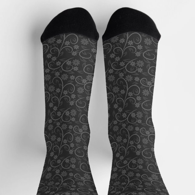Chaussette Fleurs grises mignonnes motif lancer oreiller (Haut)