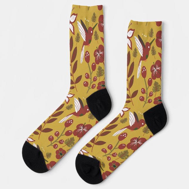 Chaussette Fleurs motifs florales sans soudure, papillon, gue (Gauche)