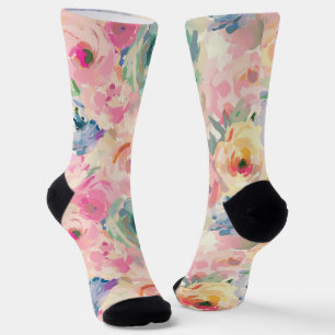 Chaussette Fleurs Pastel Abstraites colorées Motif Floral