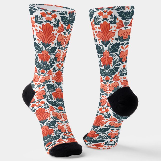 Chaussette Fleurs rouges décoratives (Angulaire)