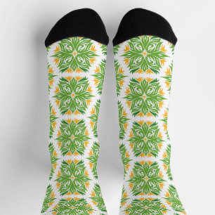 Chaussette Fleurs Vertes, Motif De Fleurs, Motif Floral