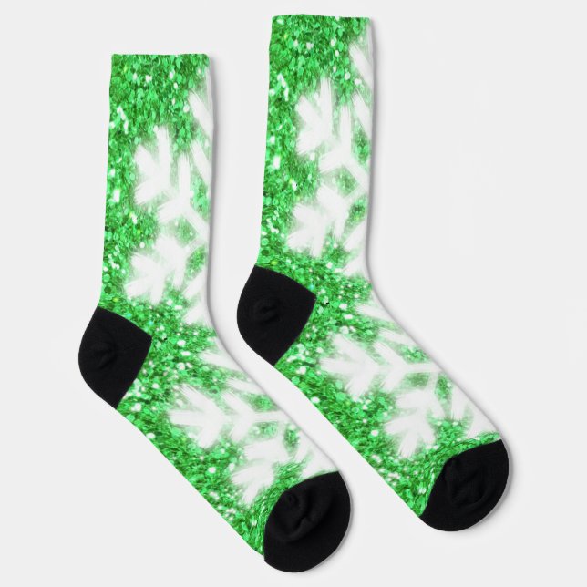 Chaussette Flocon de neige blanc étincelant de Noël (Droite)