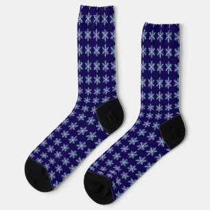 Chaussette Flocon de neige minimaliste Élégant bleu marine Hi