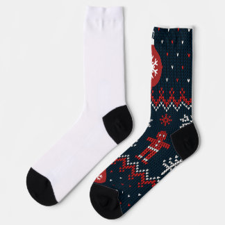 Chaussette Flocons de neige tricotés festifs motif pain d'épi