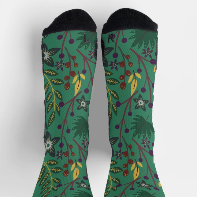 Chaussette Floral continu fleurs motif vert arrière - plan w (Haut)