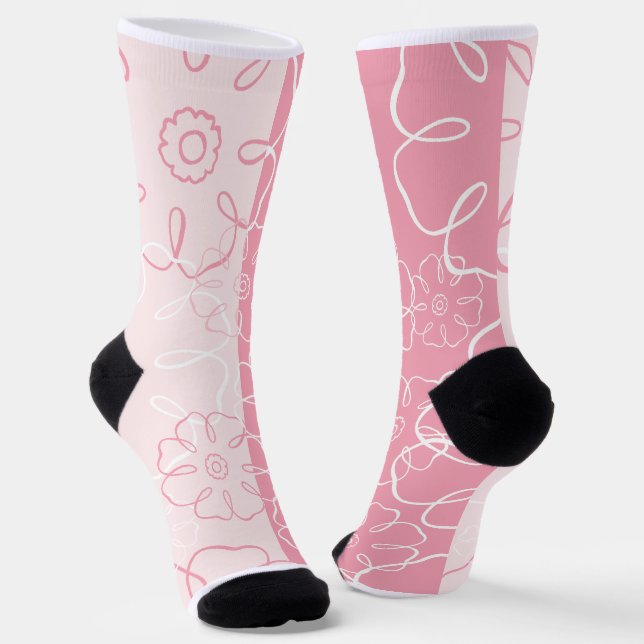 Chaussette Floral rose et blanc (Angulaire)