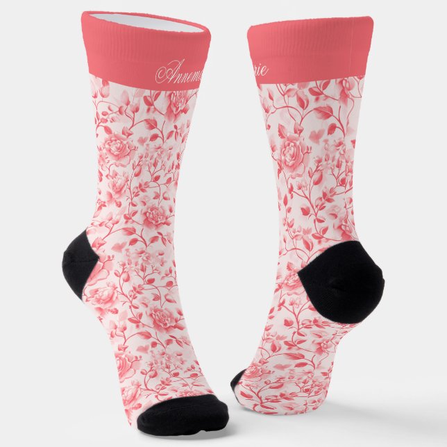 Chaussette Floral rose personnalisé (Angulaire)