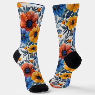 Chaussette Floral rustique mode rétro motif