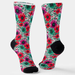Chaussette Floral rustique mode rétro motif