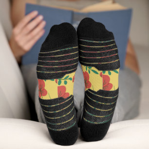 Chaussette Floral sans couture motif rouge jaune vert fleurs 