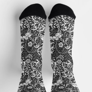 Chaussette Flore d'algues Art nouveau, noir et blanc