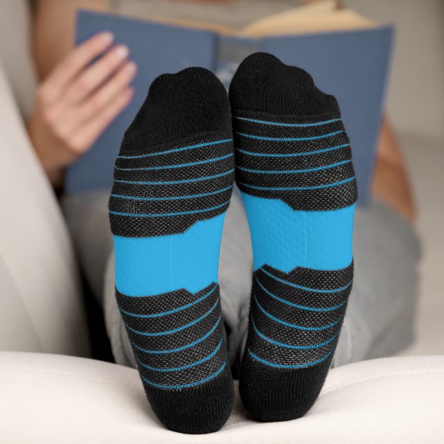 Chaussette fond bleu avec chat noir et blanc sur (Fond)