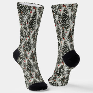 Chaussette Forêt d'arbres de Noël couverts de neige