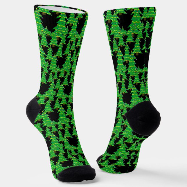 Chaussette Forêt d'arbres décorés Noël (Angulaire)
