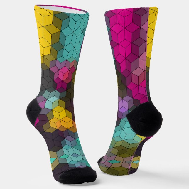 Chaussette formes hexagones géométriques modernes Abstraites  (Angulaire)