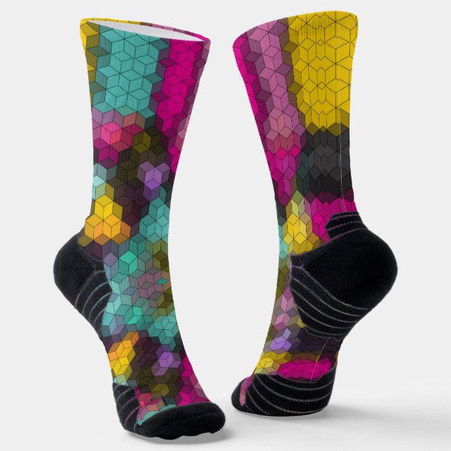 Chaussette formes hexagones géométriques modernes Abstraites  (Angulaire)