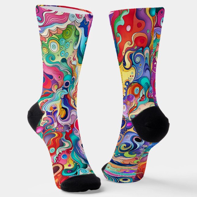 Chaussette Formes vives et ondulées de couleur Whimsical (Angulaire)