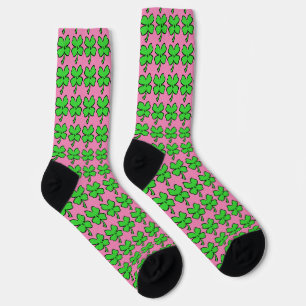 Chaussette Four Leaf Clovers St. Patrick's Day Lucky Pink