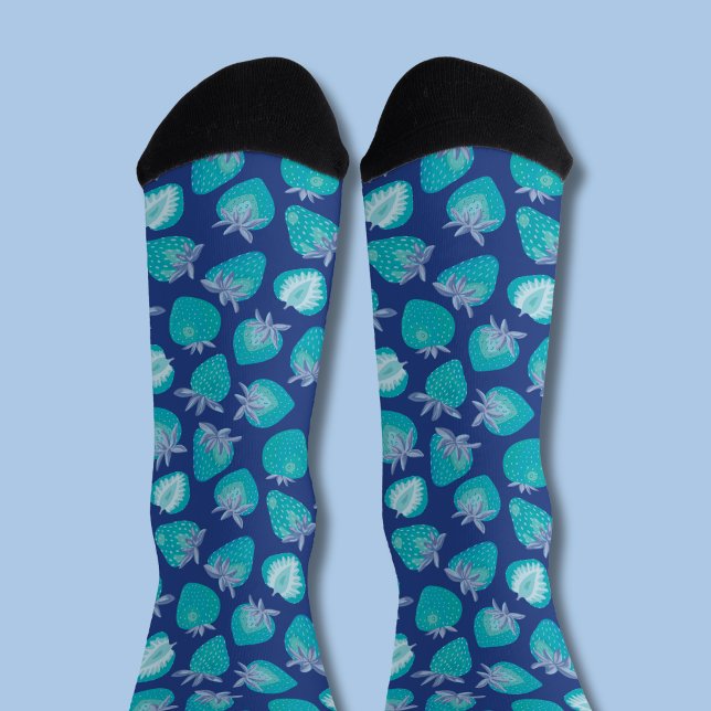 Chaussette Fraise Bleue (Blue strawberry pattern socks )