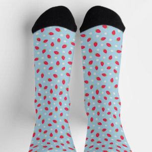 Chaussette Fraises d'été (petite échelle) Bleu