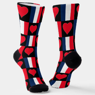 Chaussette France Motif du coeur du drapeau