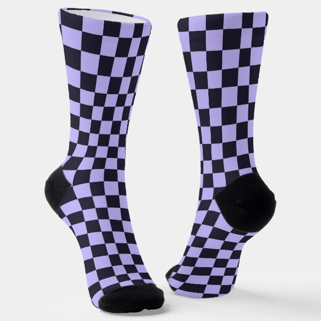 Chaussette French lilac checkerboard pattern (Angulaire)