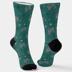 Chaussette Frosty Snowman Green Snowflake Motif
